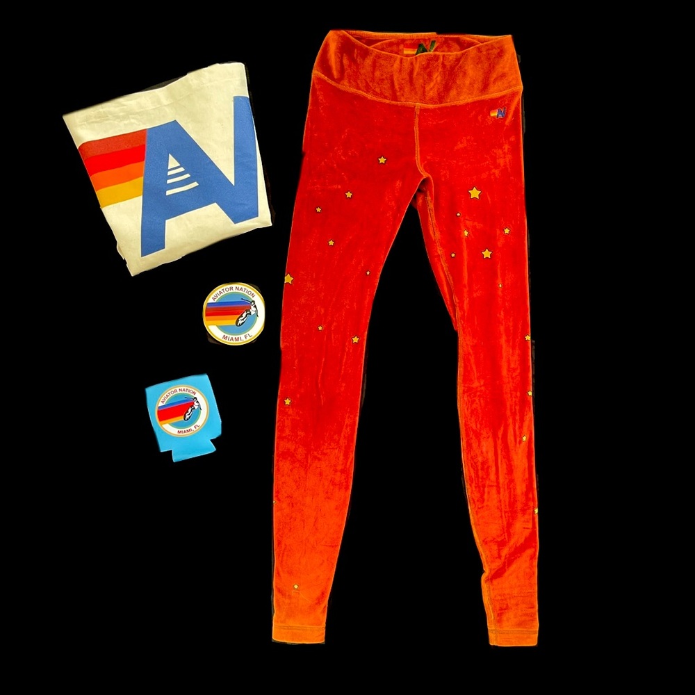 RARE Aviator Nation Velvet Galaxy Leggings